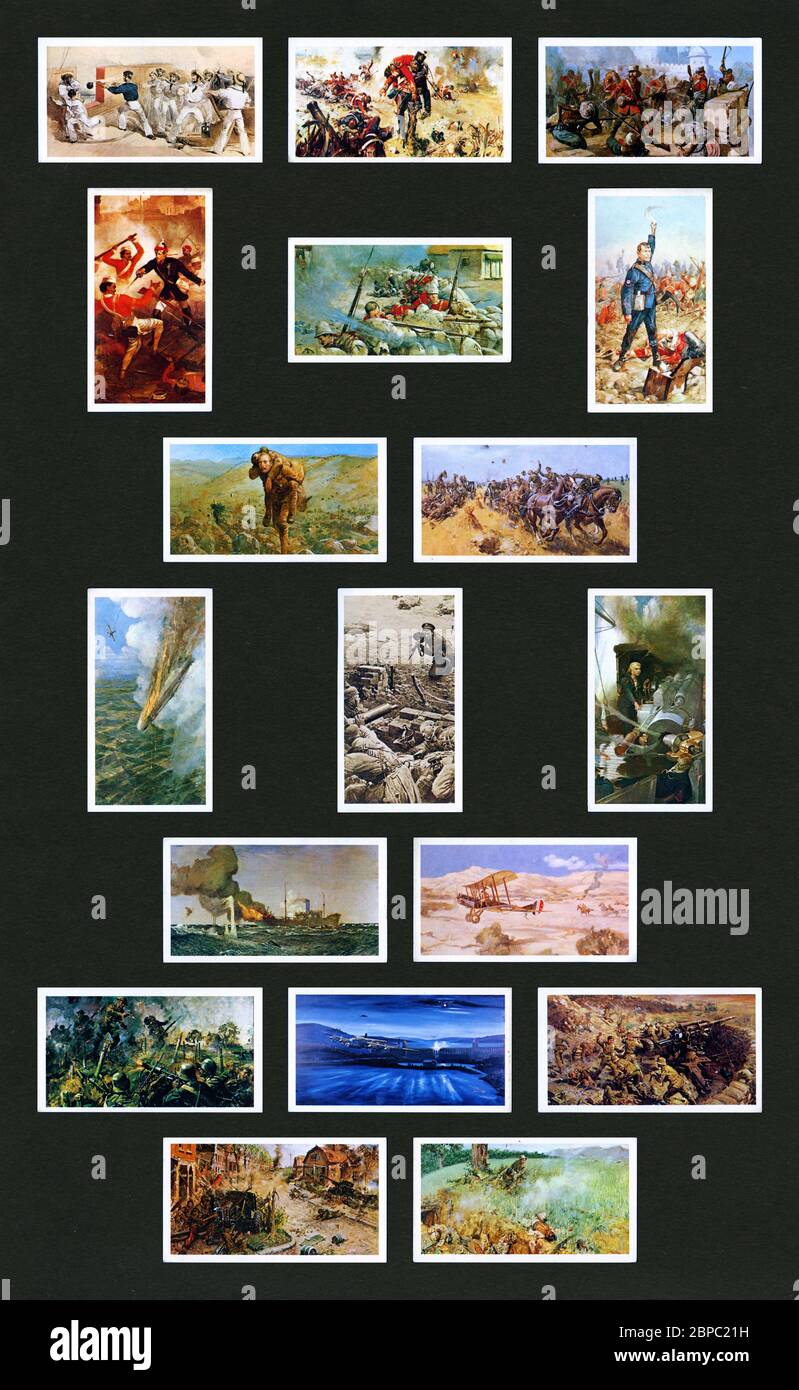 Carte da collezione 'History of the VC' (18 dal set del 24, 1980, vedi informazioni aggiuntive), emesse da Doncella Cigars, John Player & Sons (Imperial Tobacco) Foto Stock