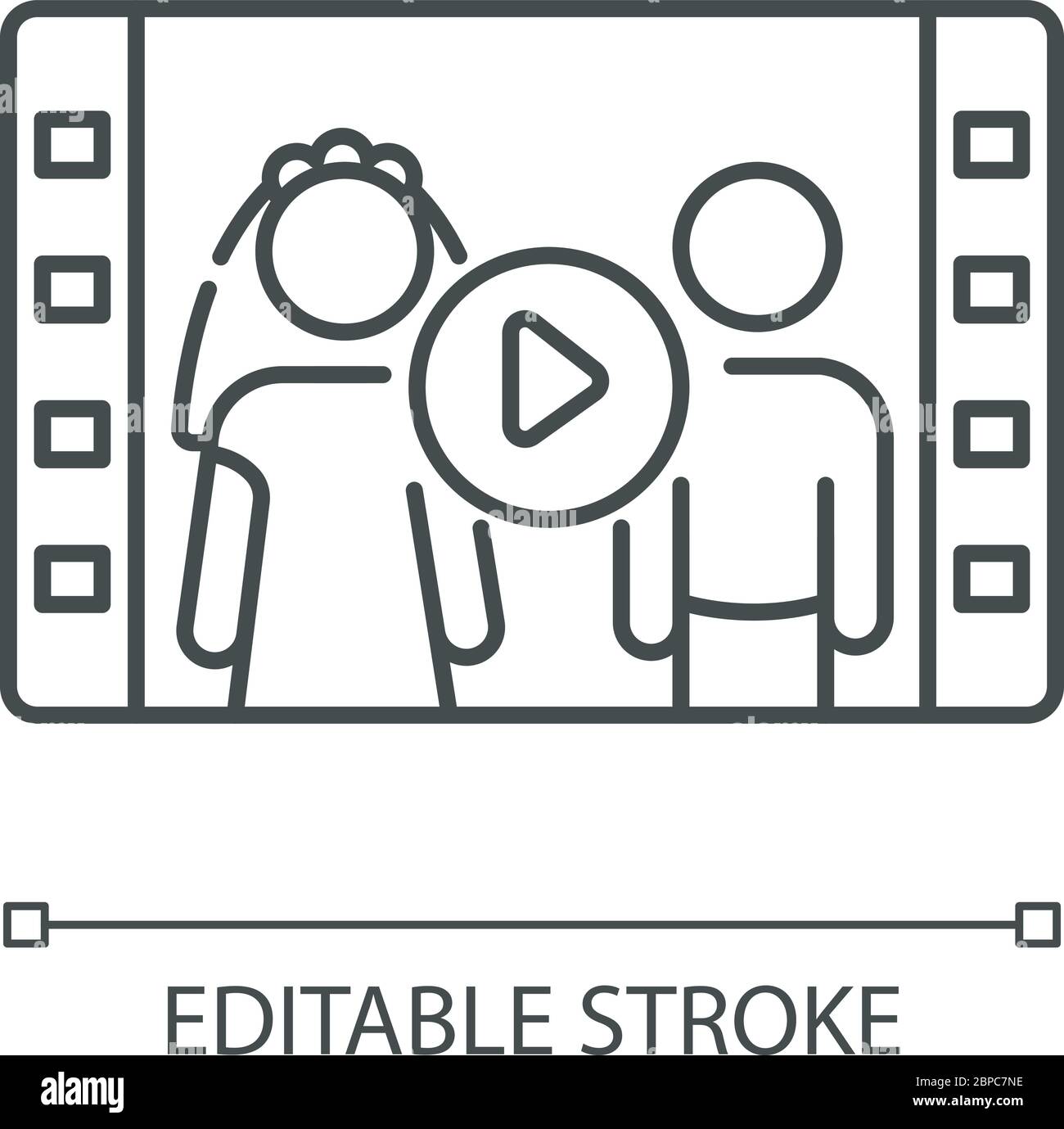 Icona lineare perfetta pixel video matrimonio Illustrazione Vettoriale