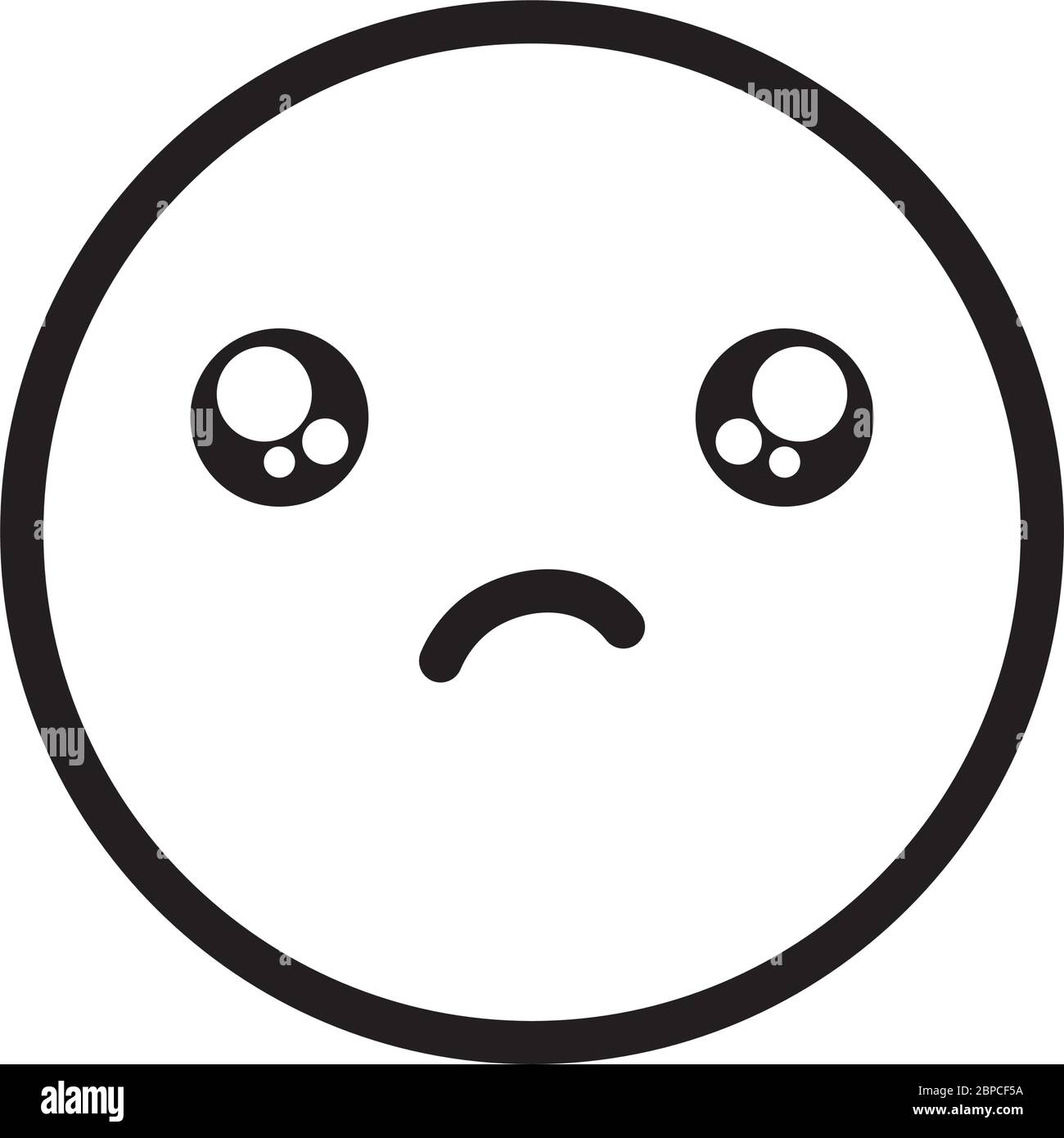 emoji con l'icona del volto deluso su sfondo bianco, stile della linea, illustrazione vettoriale Illustrazione Vettoriale