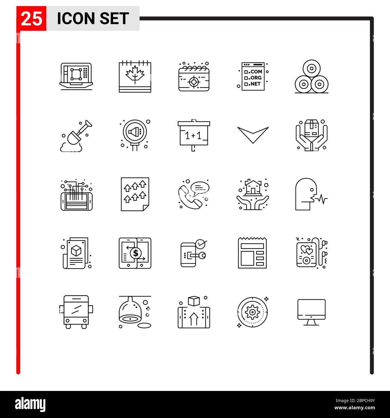 25 icone creative segni e simboli moderni di sviluppo, codice, giorno, browser, missione elementi editabili di disegno vettoriale Illustrazione Vettoriale