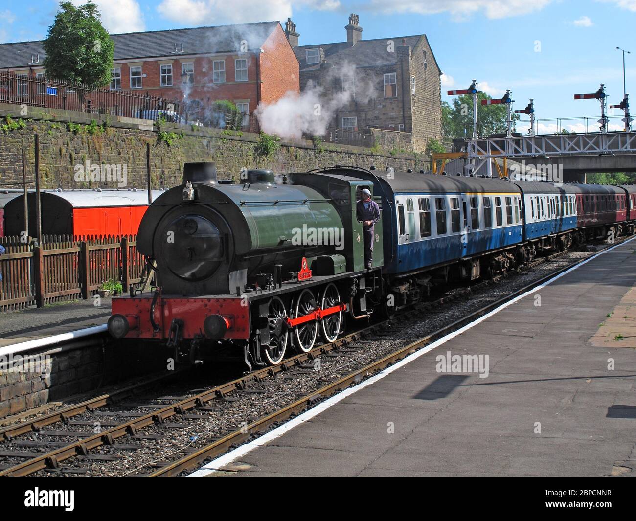 ELR,East Lancass Railway, East Lancashire Railway Bury station, Greater Manchester, Inghilterra, UK - Sapper Green Engine Foto Stock