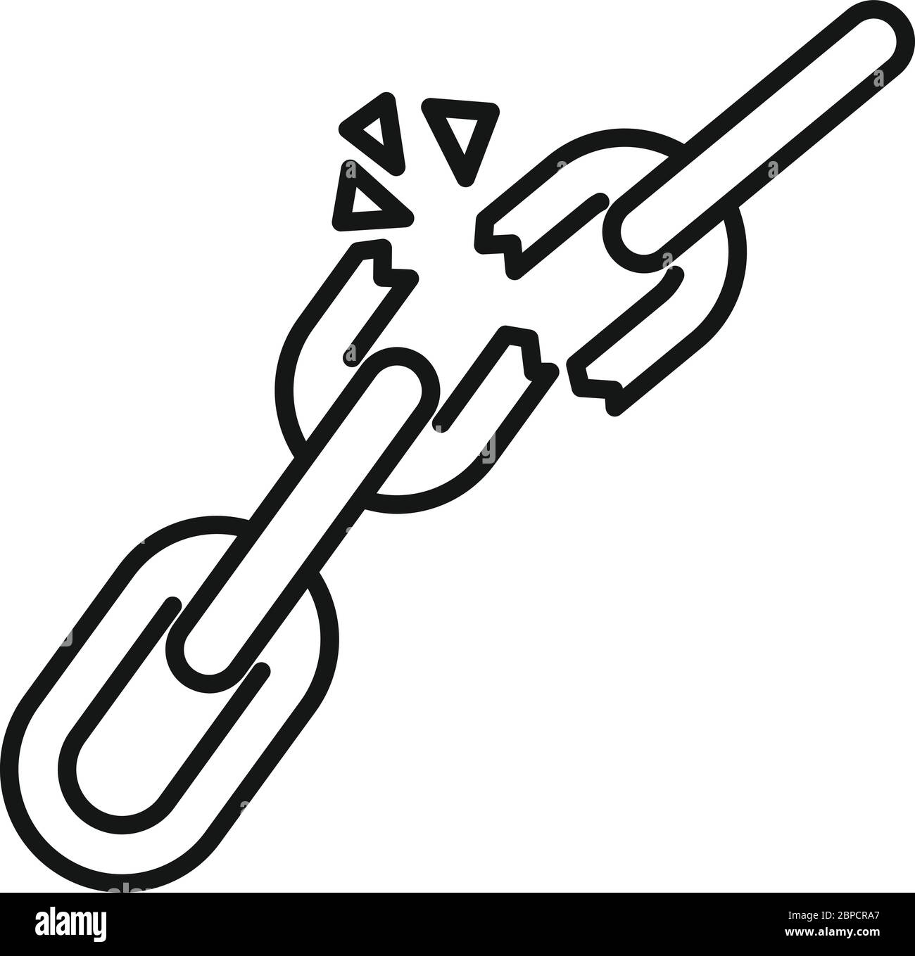 Icona catena rotta. Icona vettoriale a catena spezzata per il web design isolato su sfondo bianco Illustrazione Vettoriale