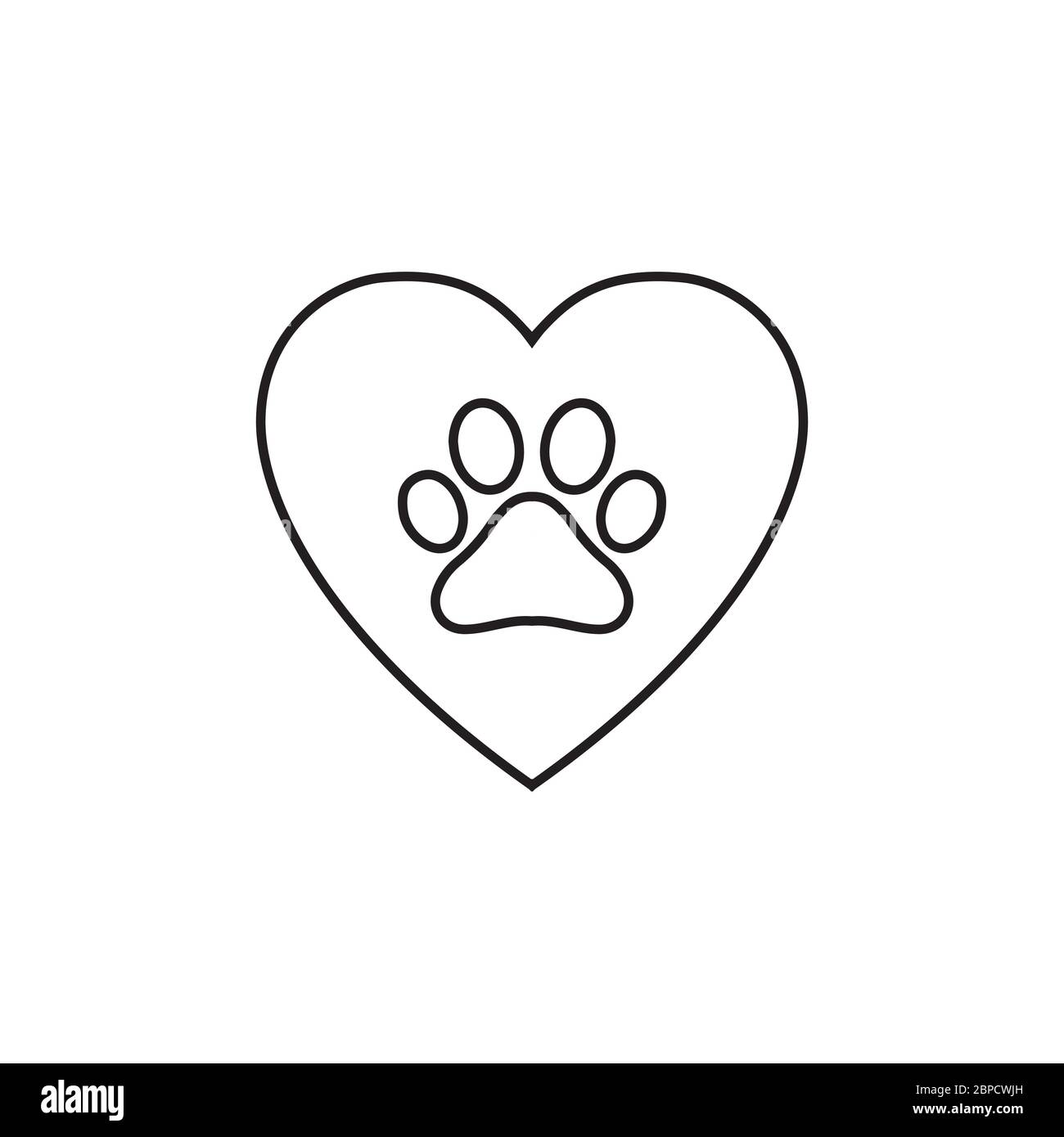 linee cuore animale footprint icona vettore isolato su sfondo bianco Illustrazione Vettoriale
