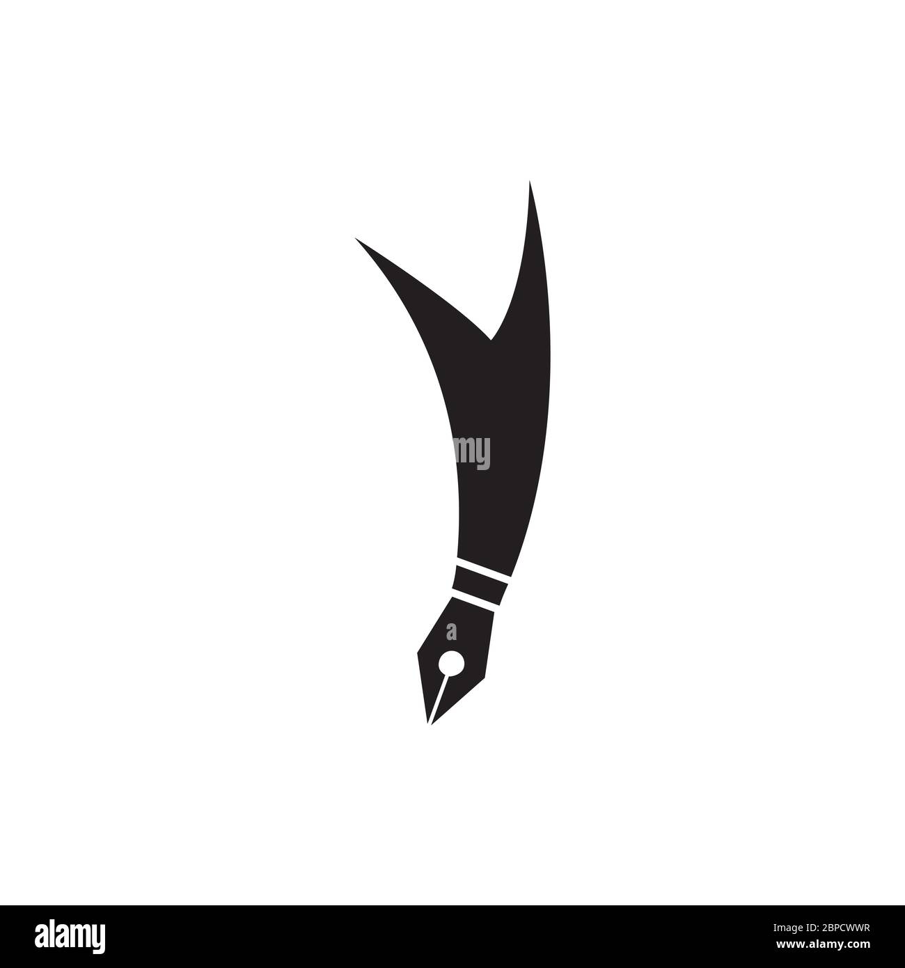 concetto astratto di logo con l'icona della penna. illustrazione vettoriale creativa. Illustrazione Vettoriale