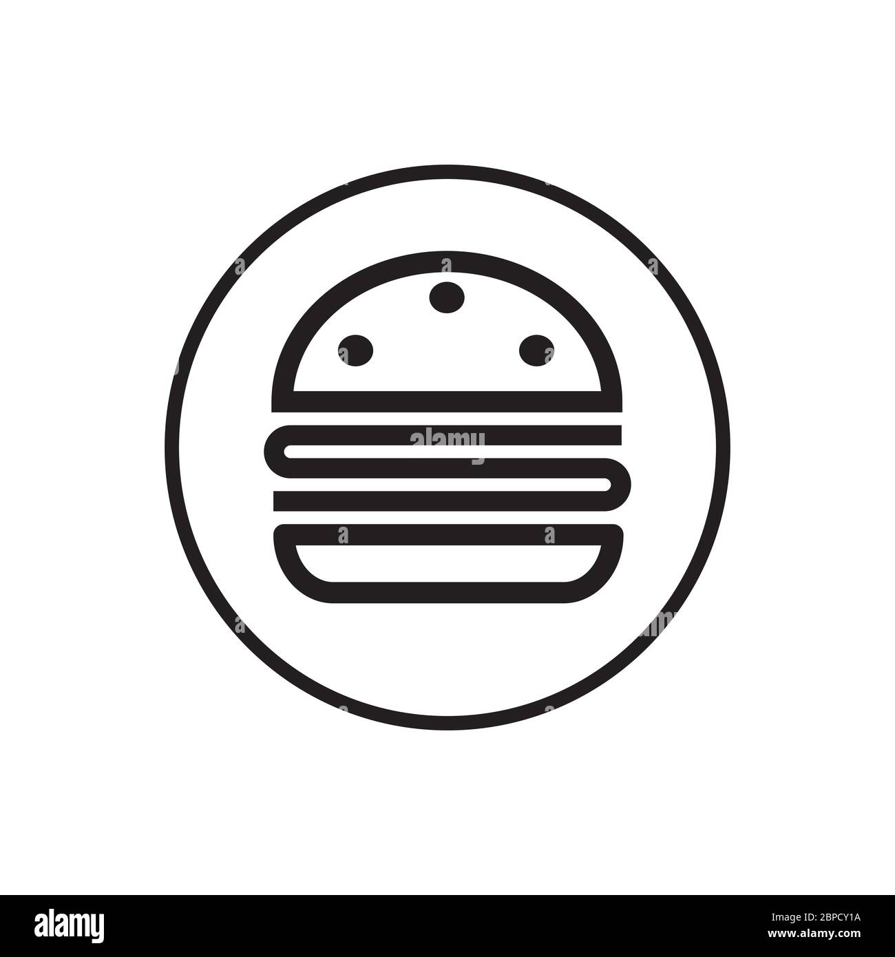 burger bunns linee simbolo vettore di icona isolato su sfondo bianco Illustrazione Vettoriale