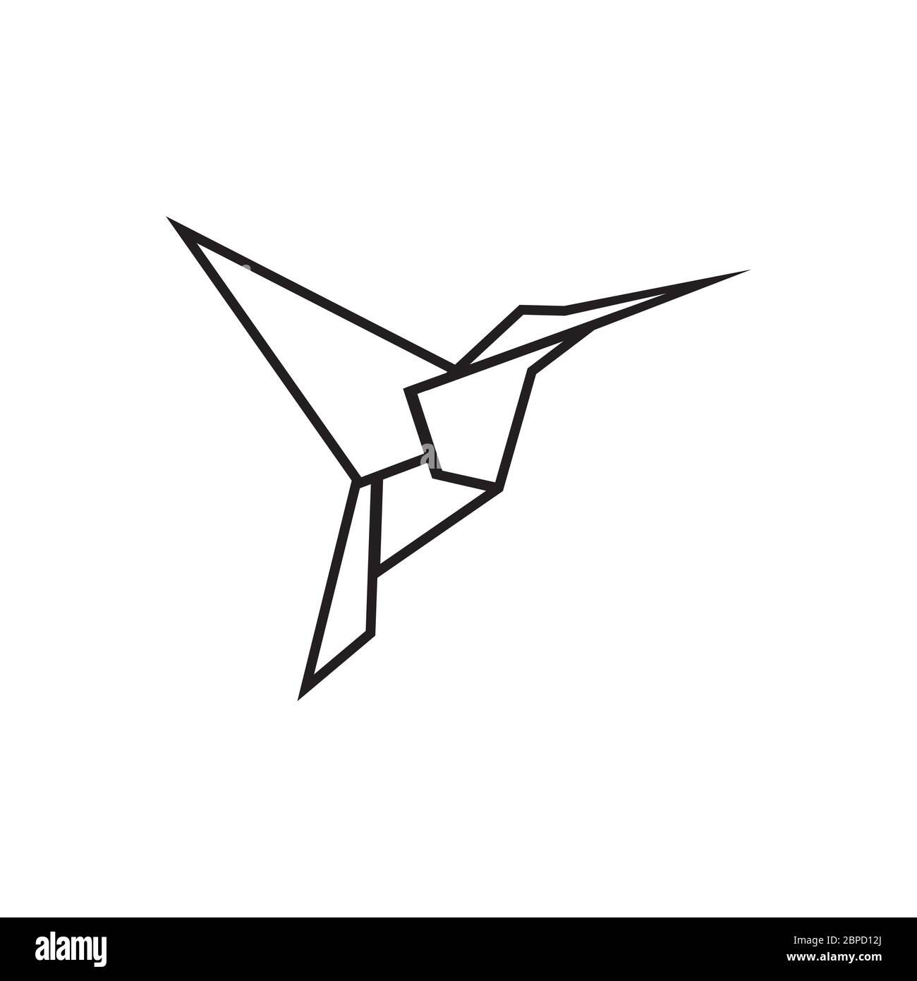 colibri hummingbird mosca origami carta icona logo concetto di design Illustrazione Vettoriale