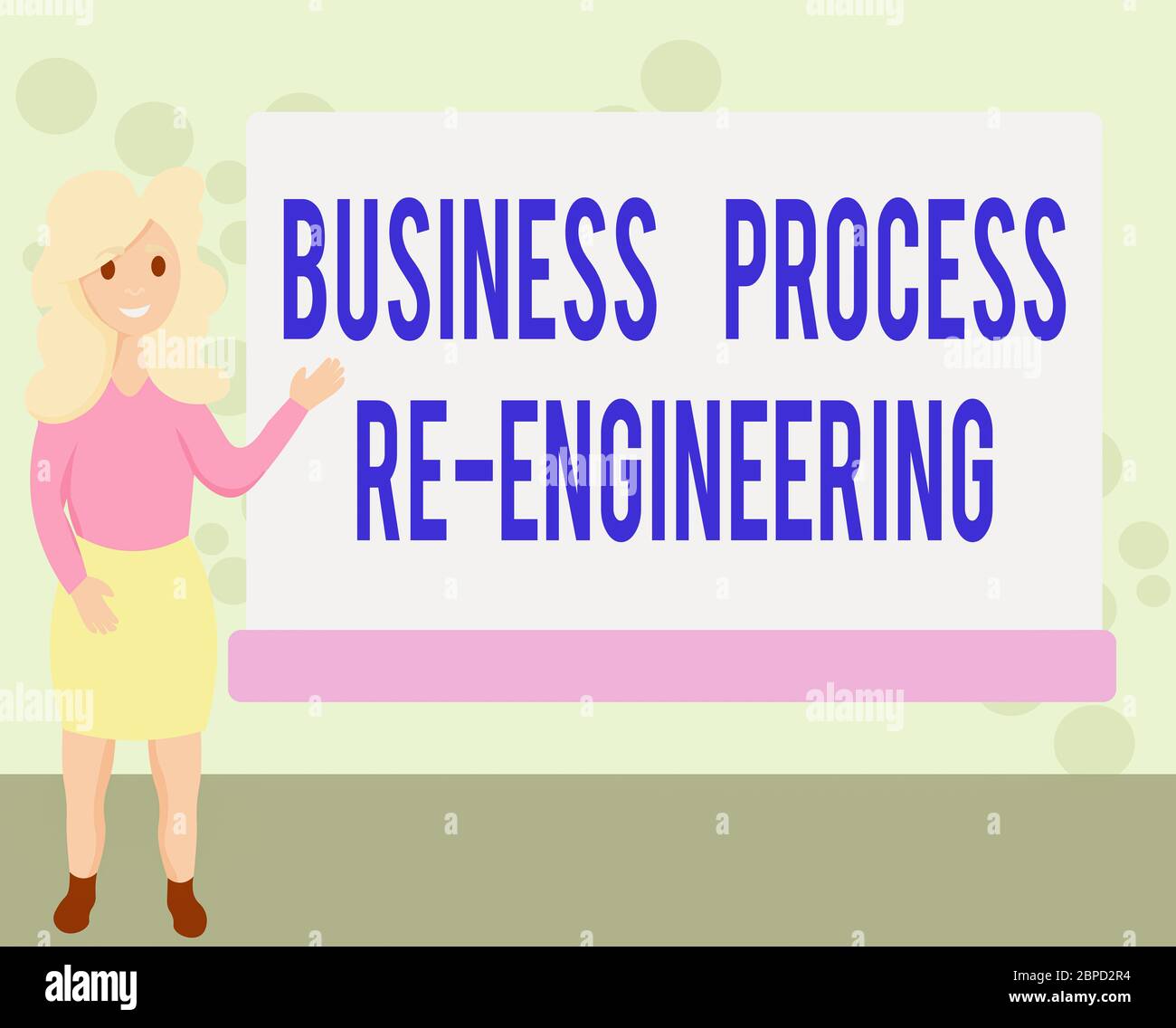 Scrittura a mano concettuale che mostra la riprogettazione dei processi aziendali. Concetto che significa l'analisi e la progettazione dei flussi di lavoro analisi Hu femminile Presentazione di Re Foto Stock