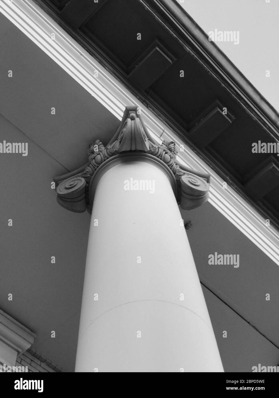 Supporto a colonna ionica per edifici architettonici. Immagine fotografica Foto Stock
