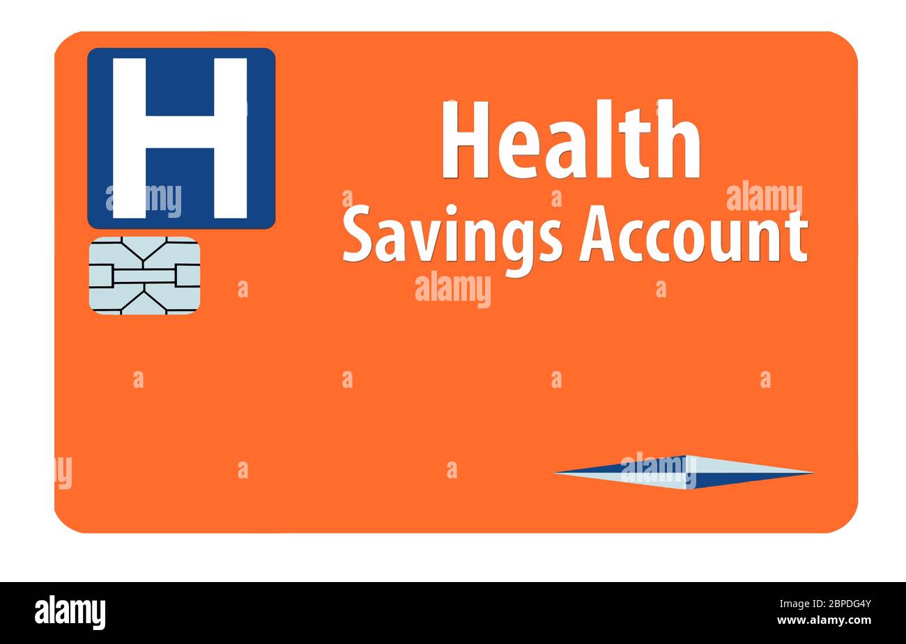 Ecco una carta di debito del conto di risparmio sanitario. Questa scheda HSA è isolata su sfondo bianco. Si tratta di un'immagine vettoriale. Illustrazione Vettoriale
