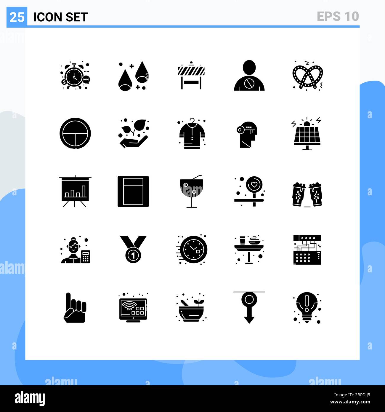 25 interfaccia utente Solid Glyph Pack di segni e simboli moderni di elementi di disegno vettoriale editabili umani, corporei, di ringraziamento, bloccati, bloccanti Illustrazione Vettoriale