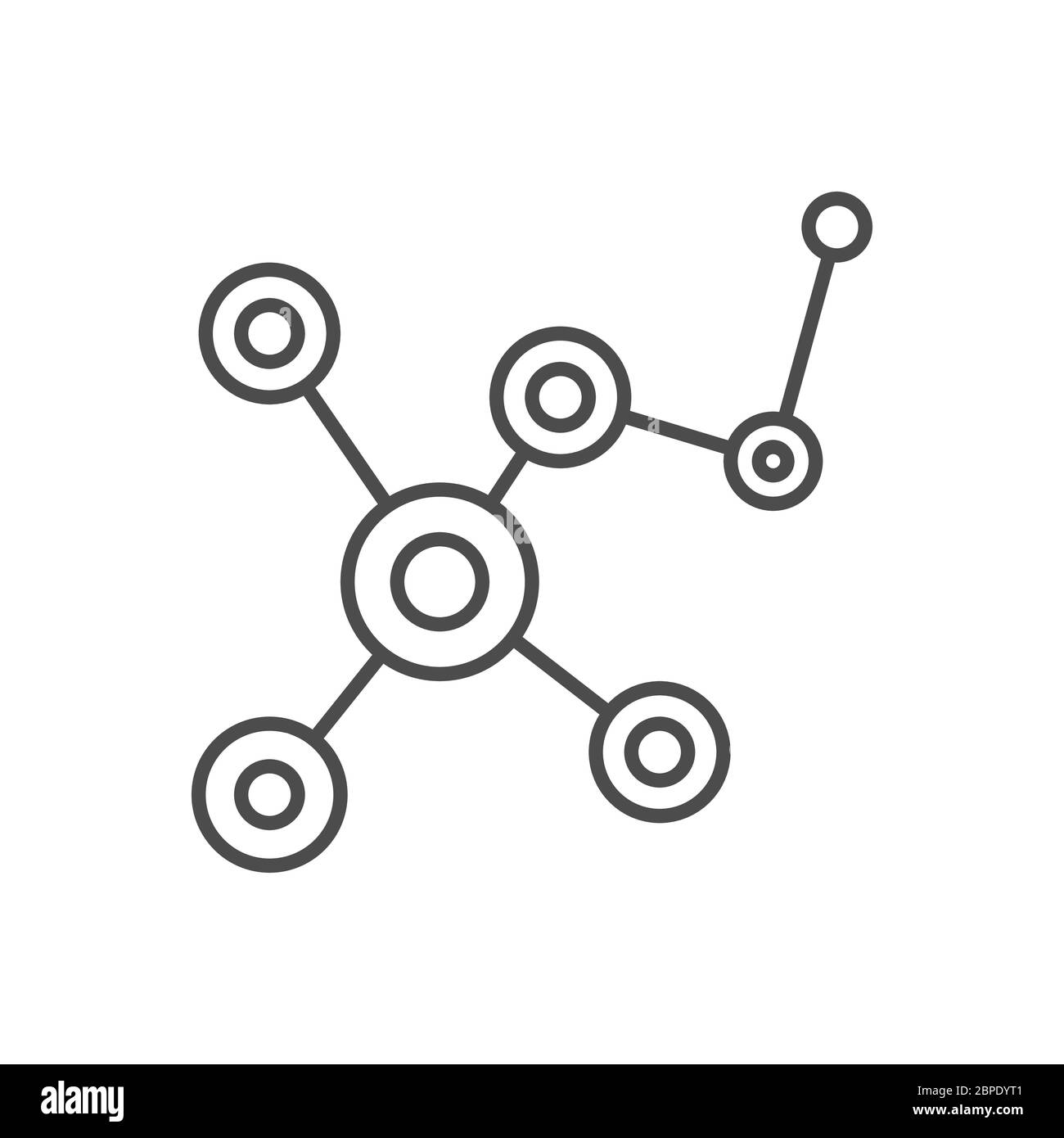 Icona della linea sottile del vettore correlato alla molecola. Illustrazione Vettoriale