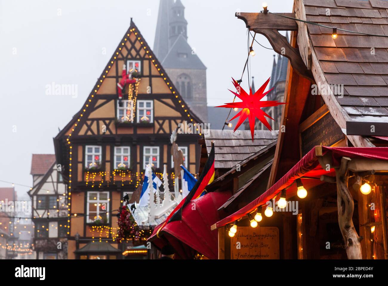 Weihnachtsmarkt Adventsstadt di Quedlinburg Foto Stock