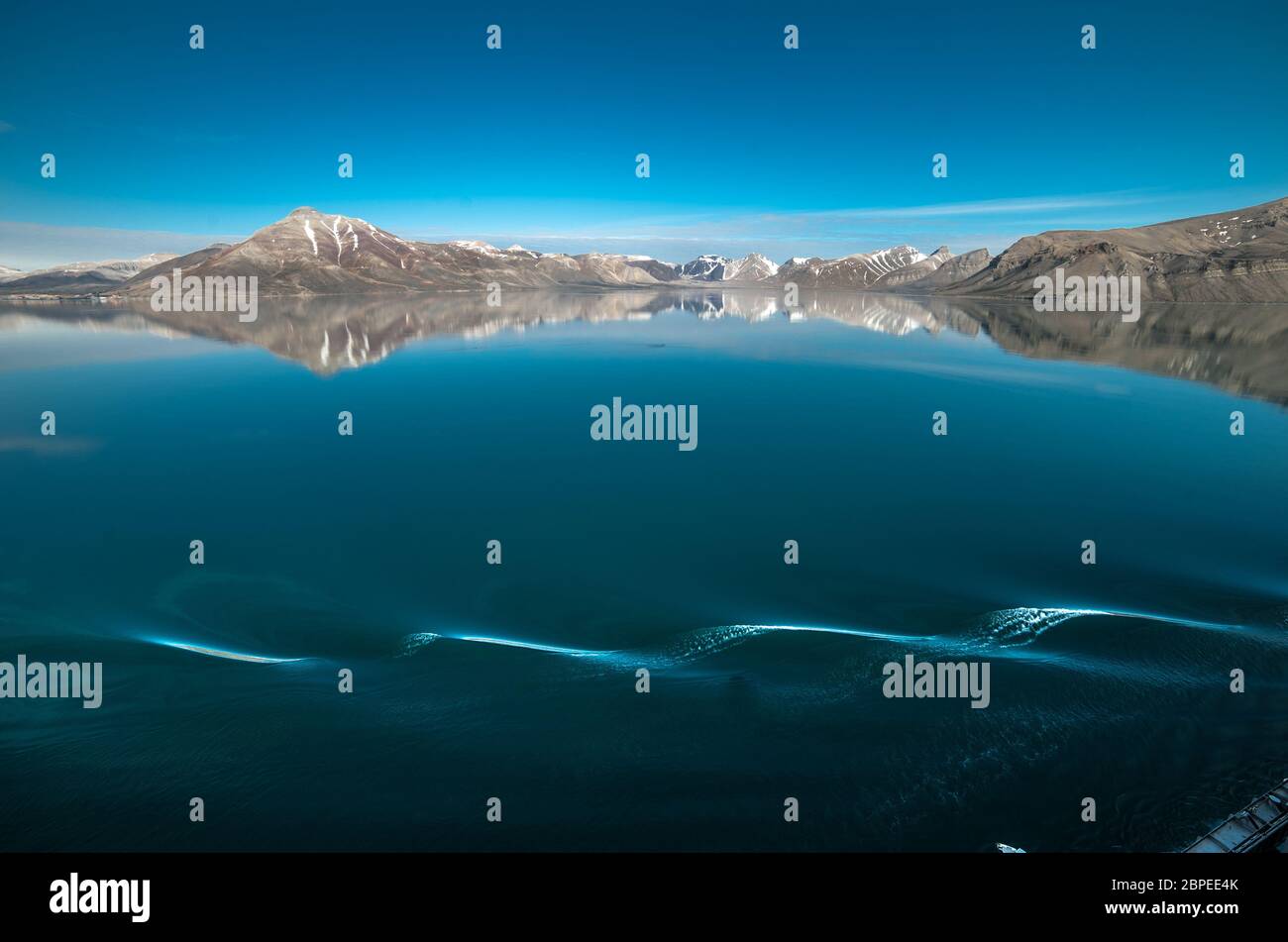 Kreuzfahrtschiffs an Kreuzfahrtschiffs in den Fjorden Norwegens mit Spiegelung von Berge im Wasser Foto Stock