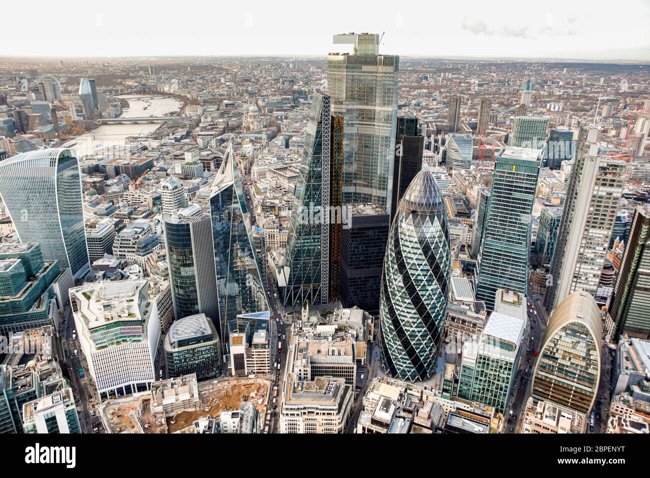 Vista aerea del quartiere finanziario di Londra Foto Stock