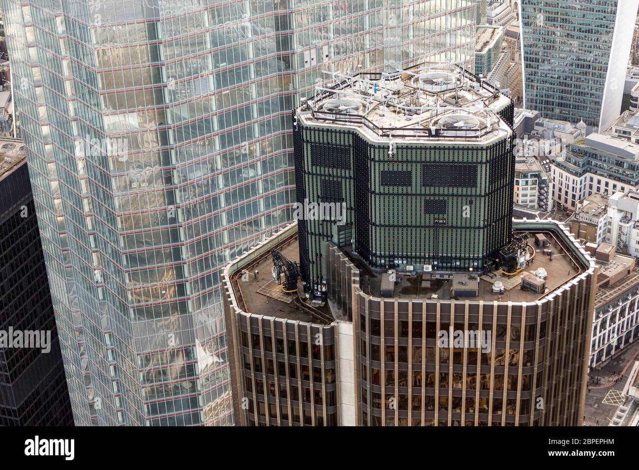 Vista aerea della cima della Torre 42, Londra Foto Stock