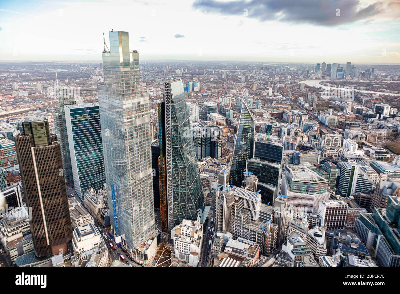 Vista aerea del 22 Bishopsgate e dell'edificio Leadenhall Foto Stock