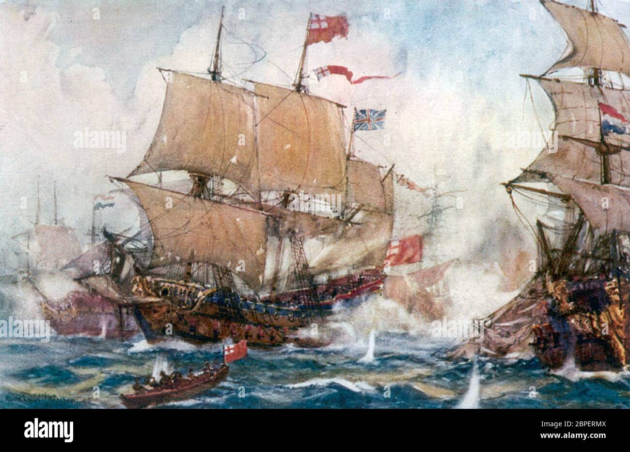 BATTAGLIA di SOLEBAY 7 giugno 1672 la prima battaglia navale della terza guerra anglo-olandese Foto Stock