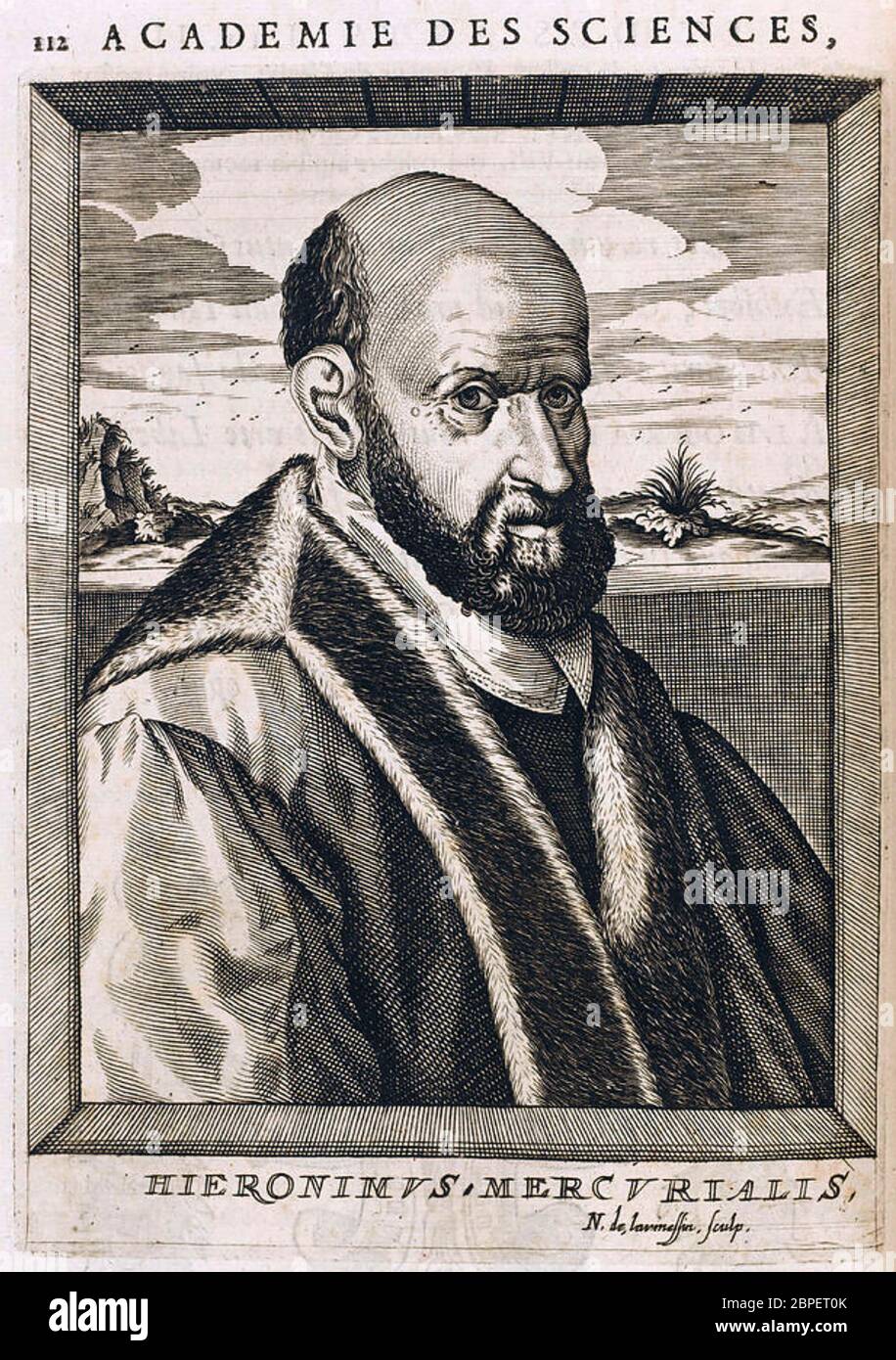 GIROLAMO MERCURIALE (1530-1606) medico e filologo italiano Foto Stock