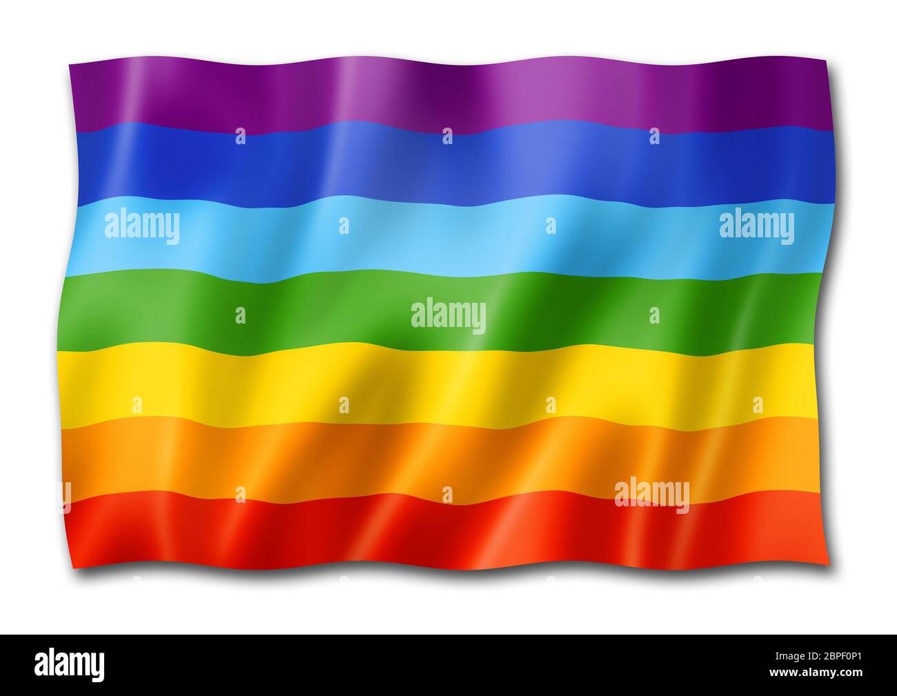 Rainbow bandiera della pace, tridimensionale, rendering isolato su bianco Foto Stock
