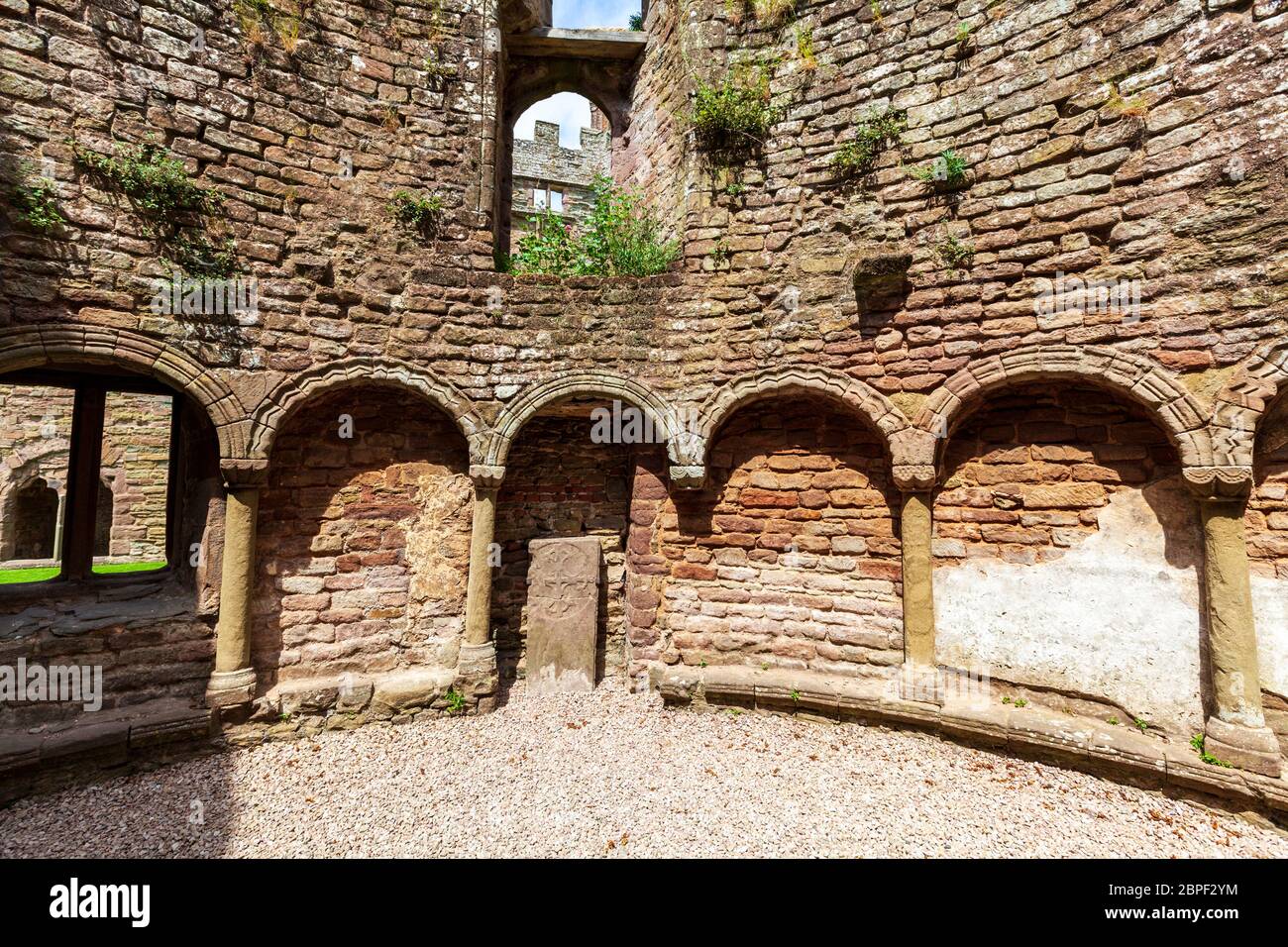 All'interno della cappella 12 ° secolo di Santa Maria Maddalena, Ludlow Castello, Shropshire, Inghilterra Foto Stock