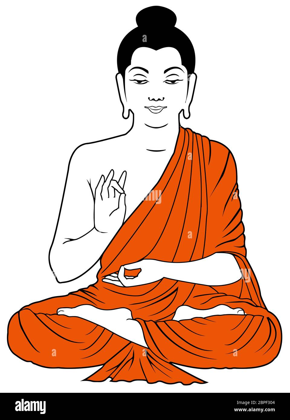 Monaco pace Saggezza meditazione illustrazione della posizione Foto Stock