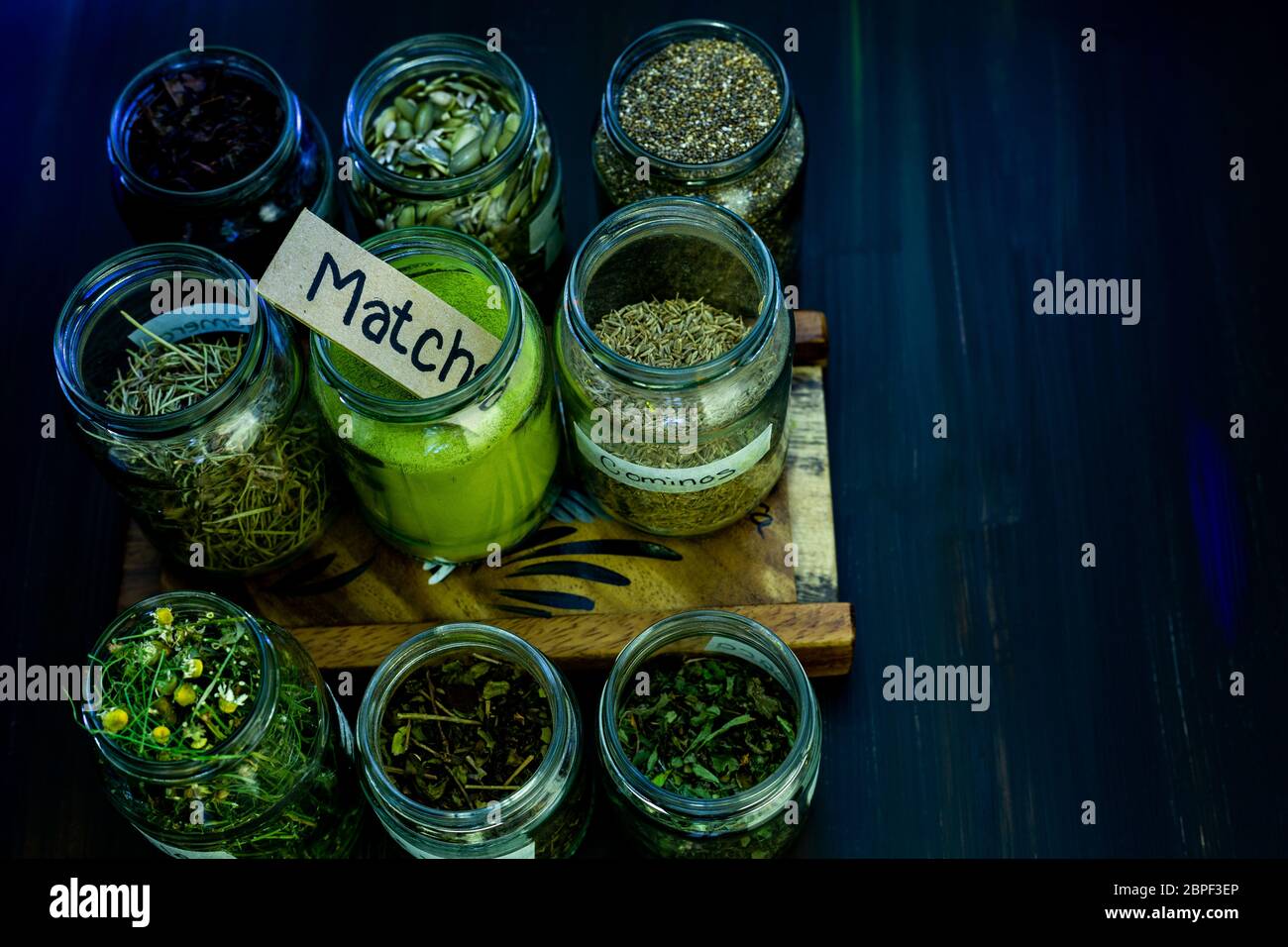 Tè verde matcha e tè in polvere per la salute delle persone Foto Stock