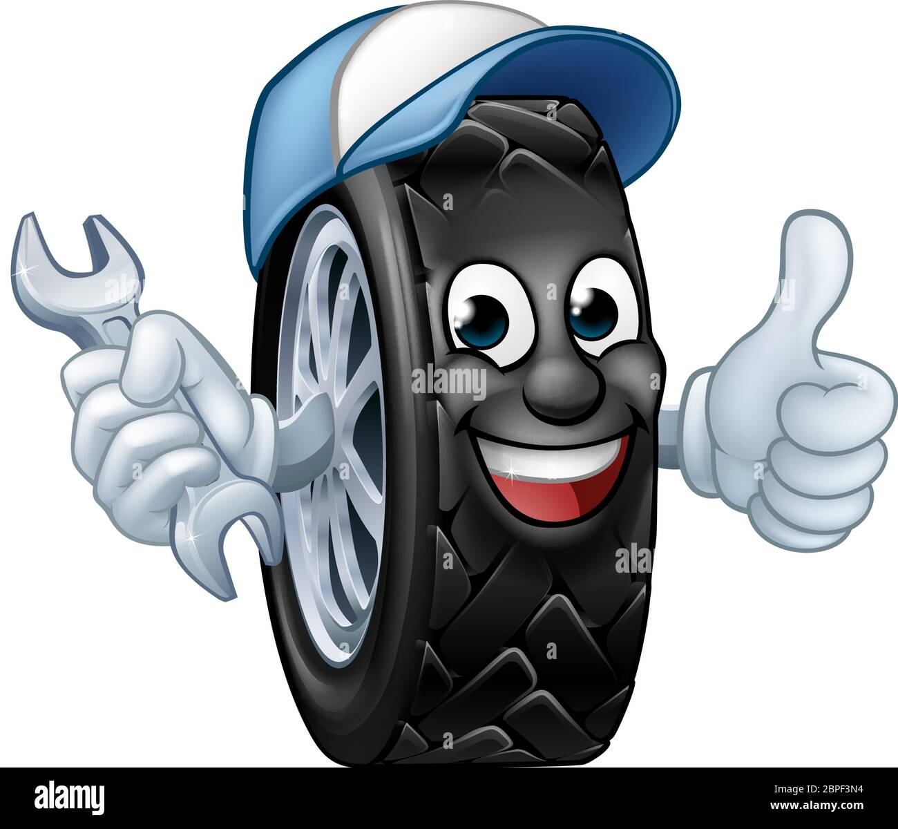 Pneumatico Cartoon Autofficine mascotte di servizio Illustrazione Vettoriale