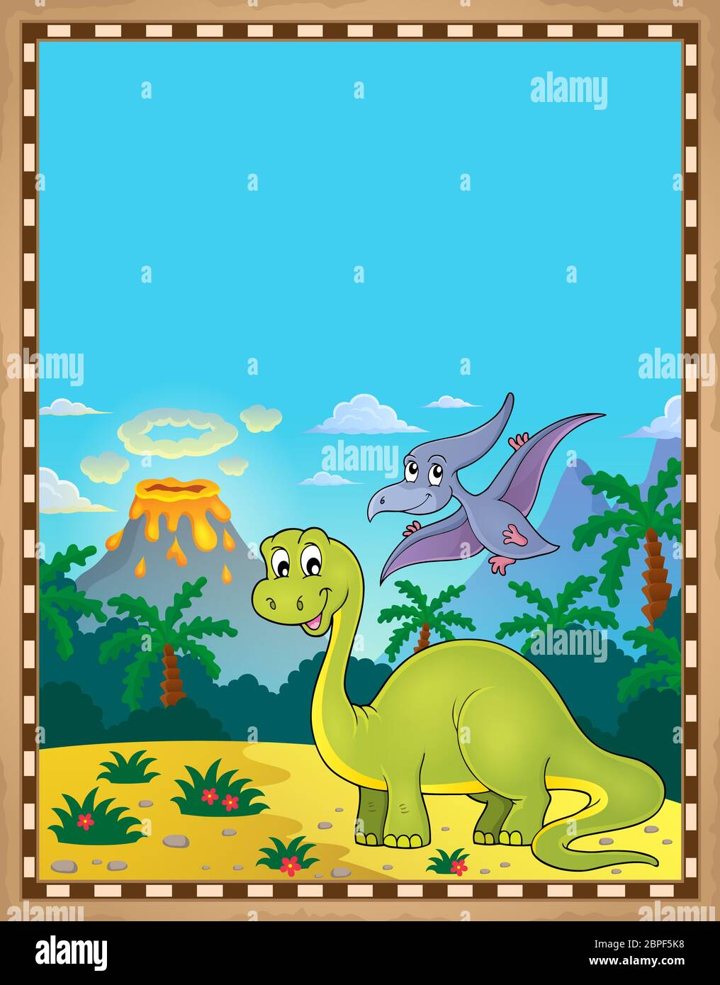 Tema dinosauro pergamena 1 - illustrazione dell'immagine Foto stock - Alamy