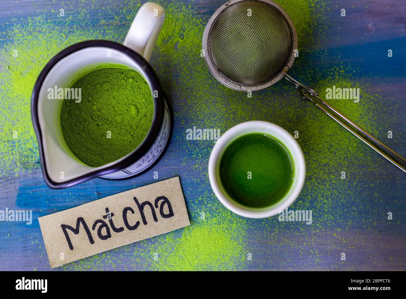 Tè verde matcha e tè in polvere per la salute delle persone Foto Stock