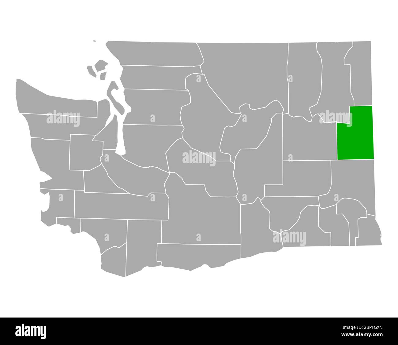 Spokane sulla mappa di Washington Foto Stock