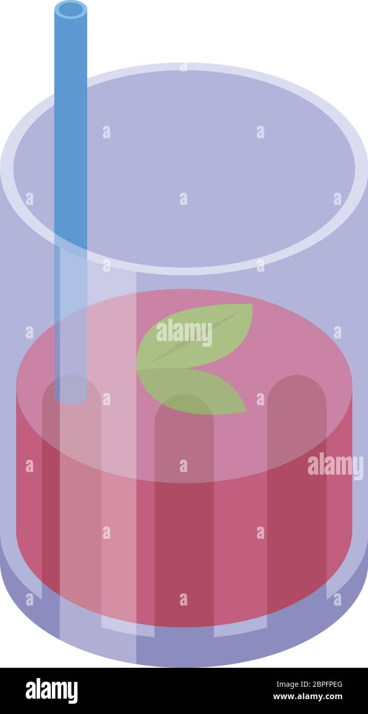 Icona cocktail Caipirinha, stile isometrico Illustrazione Vettoriale