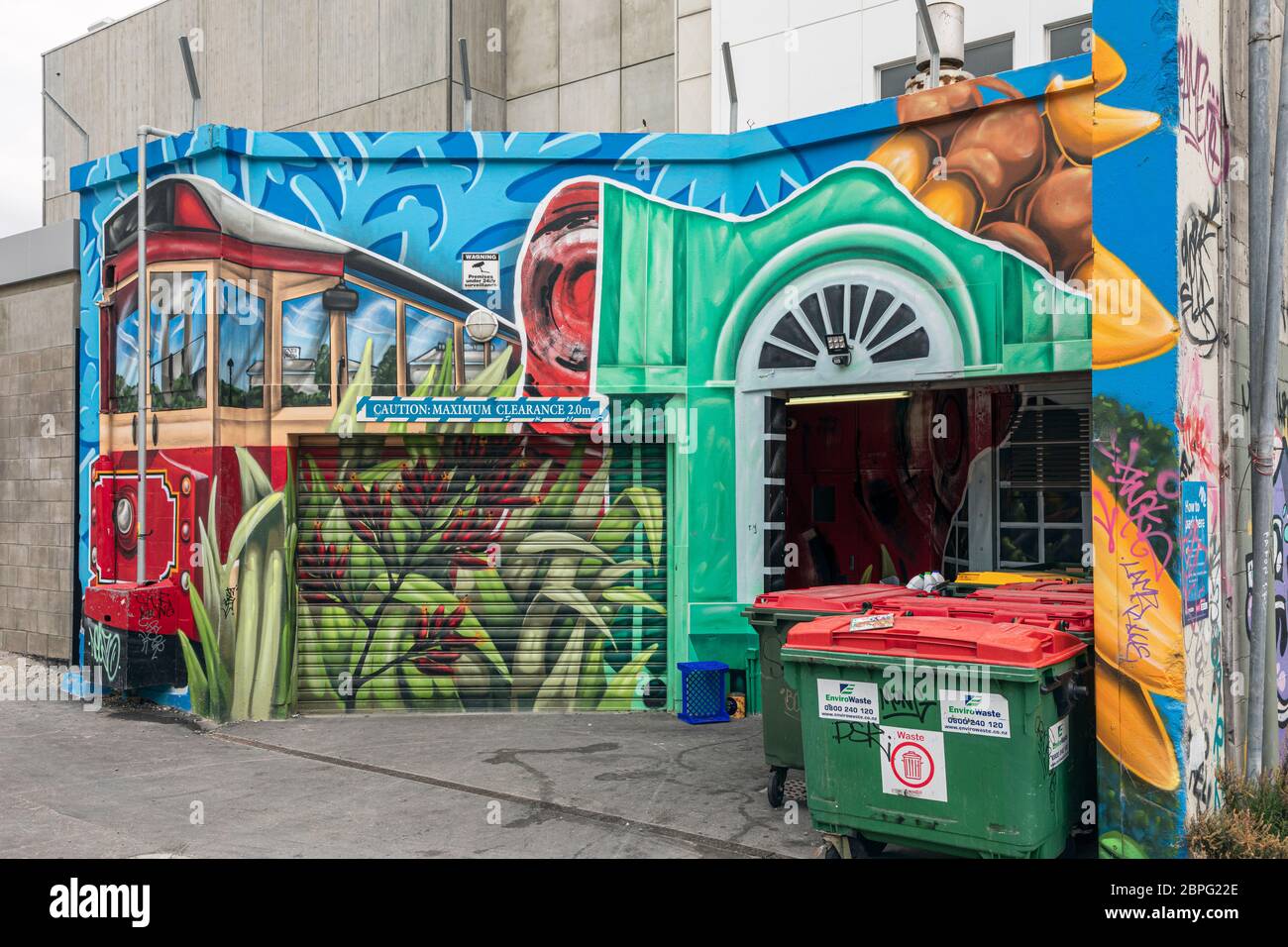 Arte di strada che è stata usata per illuminare Christchurch dopo il terremoto del 2011, South Island, Nuova Zelanda Foto Stock