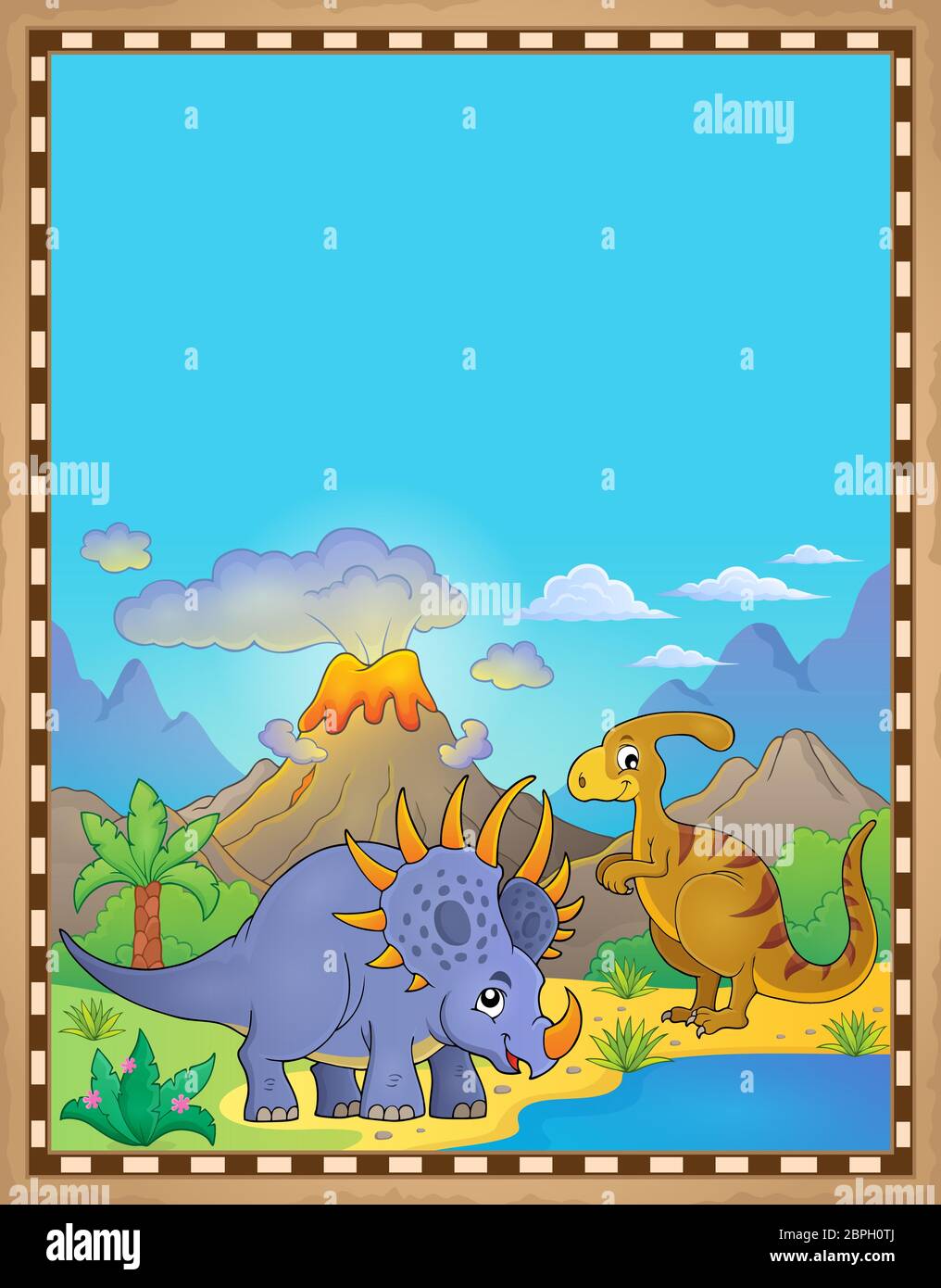 Tema dinosauro pergamena 4 - illustrazione dell'immagine. Foto Stock