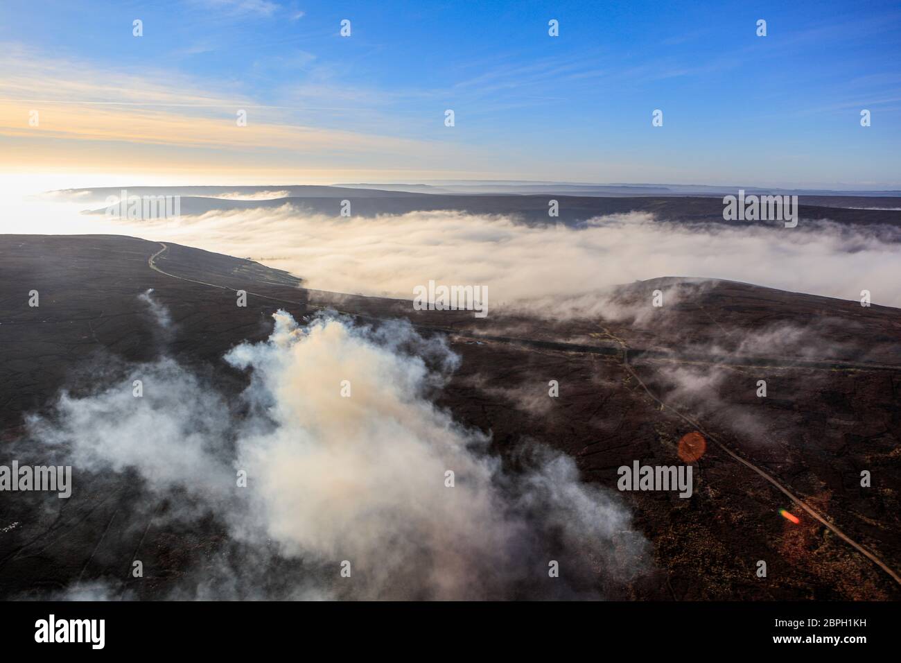 Veduta aerea di un Nubi Yorkshire Moors Foto Stock