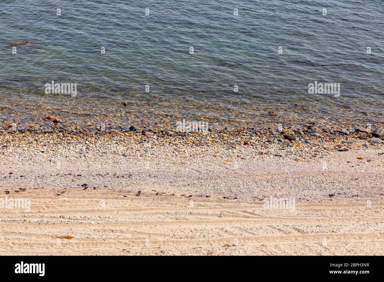 Linea costiera rocciosa al Cedar Point County Park a East Hampton, NY Foto Stock