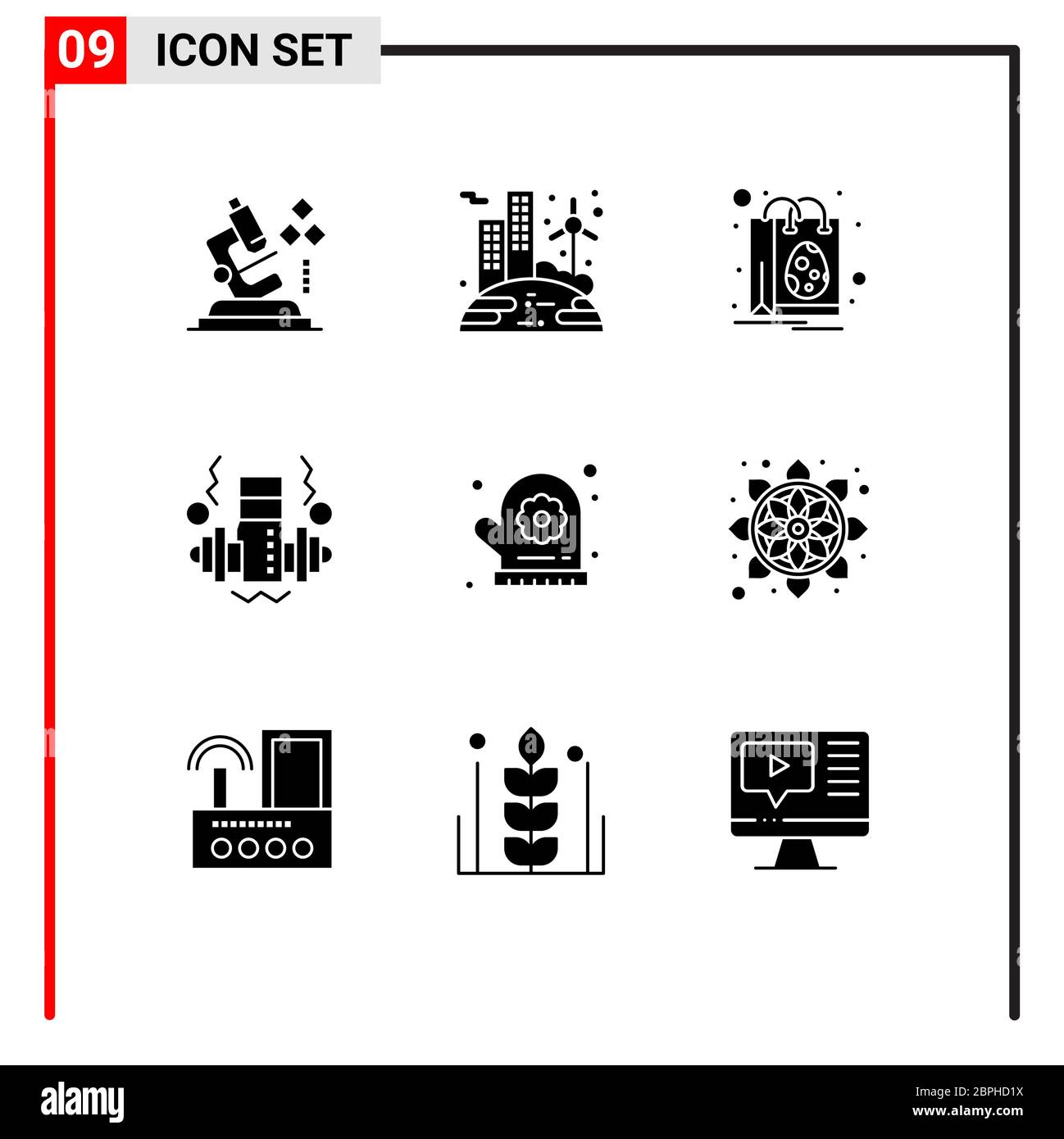 Confezione di 9 simboli e segni per sauna, forno, borsa, peso, manubri elementi di disegno vettoriale editabili Illustrazione Vettoriale
