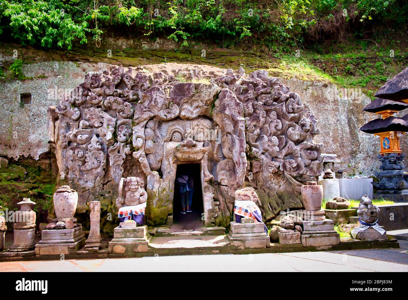 L'antico tempio di pura Gua Gajah nell'isola di Bali, Indonesia. Foto Stock