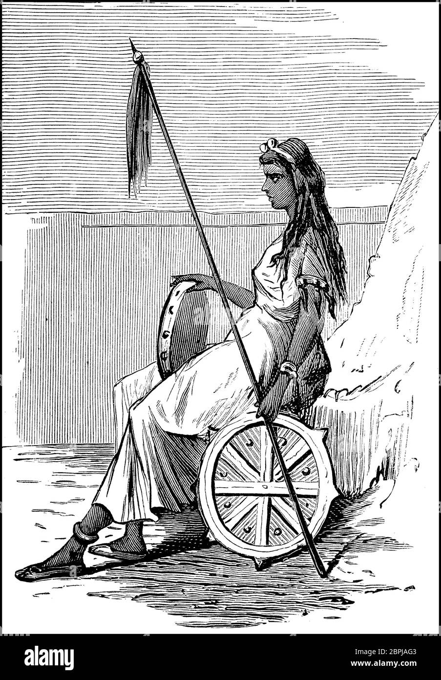 Sciamano donna dall'Afghanistan, donne nel 19 ° secolo / Frau, Schamanin aus Afghanistan, Frauen im 19. Jahrhundert, Historisch, storico, digitale riproduzione migliorata di un originale del 19 ° secolo / digitale Reproduktion einer Originalvollage aus dem 19. Jahrhundert Foto Stock