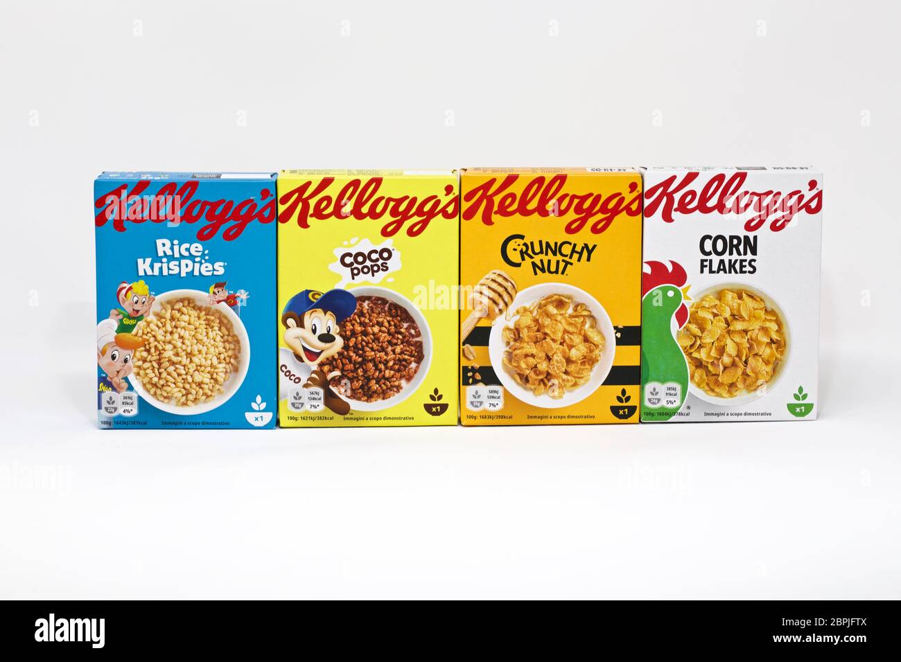 Mini scatole per uso singolo Kellogg Foto Stock