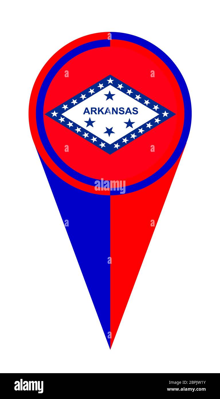 Rosso Bianco e blu Arkansas puntatore mappa contatto posizione dell'icona marcatore flag Foto Stock