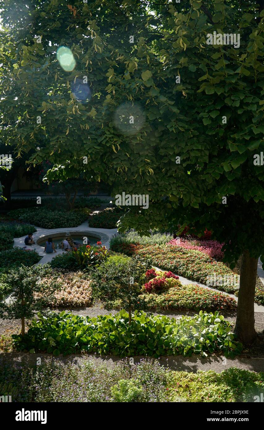Il giardino in Espace Van Gogh centro culturale l'ex Hospital.Arles, Bocche del Rodano, Provenza-Alpi-Costa Azzurra.Francia Foto Stock