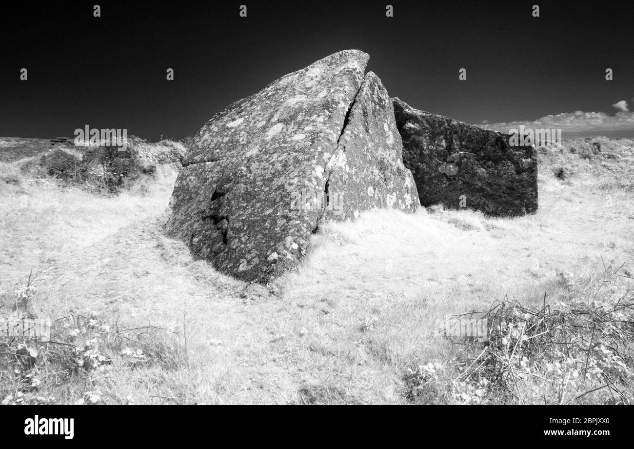 Zennor Quoit, Ancient Burial Mound o 'Dolmen', Cornovaglia UK Foto Stock