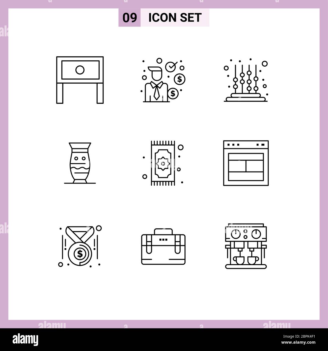 9 pacchetto di simboli e simboli moderni dell'interfaccia utente, di carattere indiano, globale, finanziario, culturale, elementi di disegno vettoriale editabili per bambini Illustrazione Vettoriale