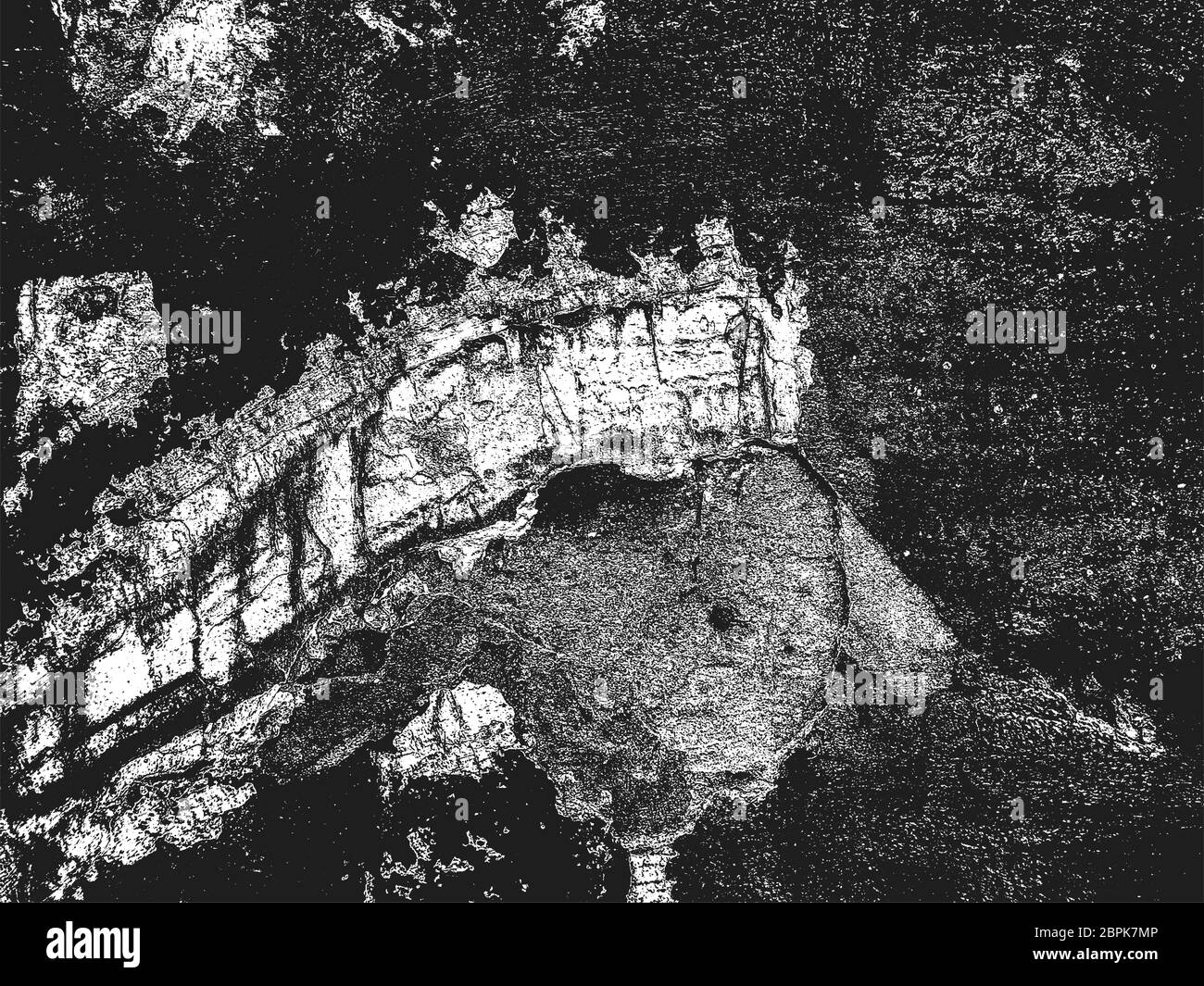 Trama di sovrapposizione distressed di calcestruzzo cracked, intonaco, cemento. Sfondo grunge. Illustrazione vettoriale astratta di halftone Illustrazione Vettoriale