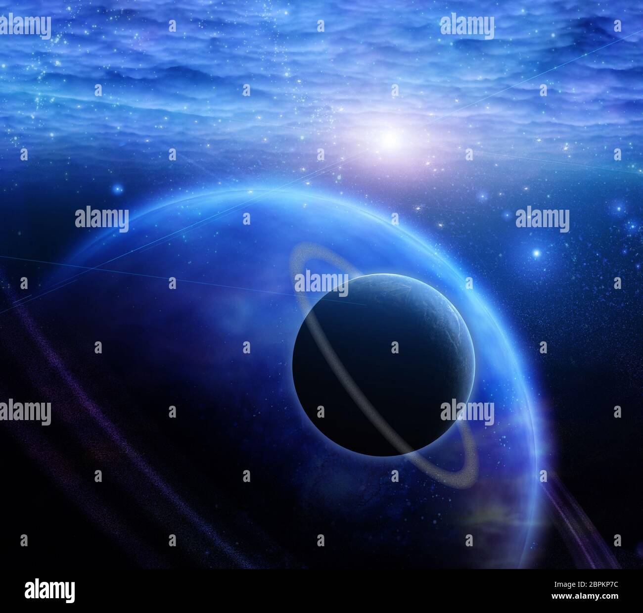 Atmosfera e pianeti in spazio aperto Foto Stock