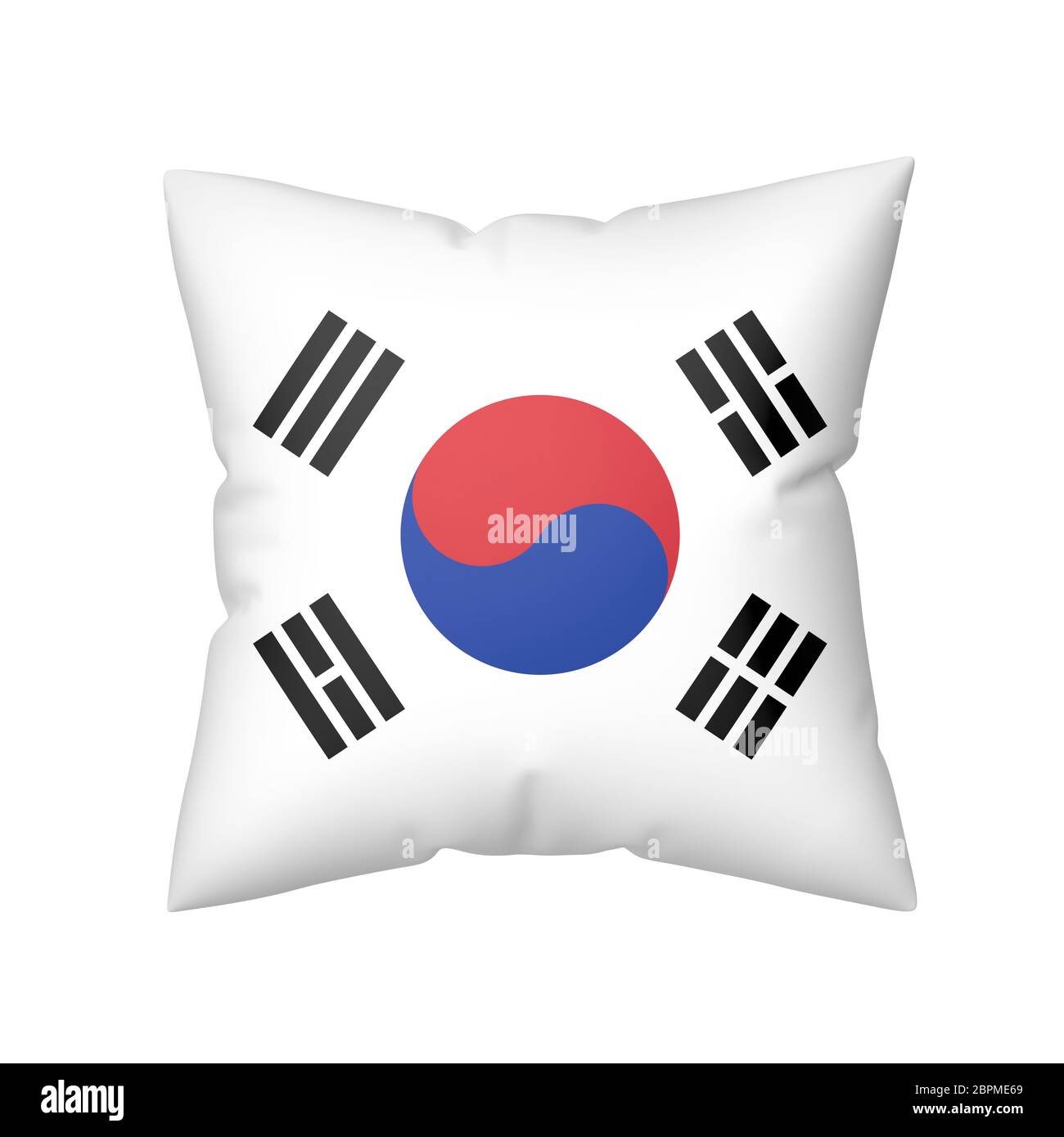 Cuscino con la bandiera della Corea del Sud, isolato su sfondo bianco Foto Stock