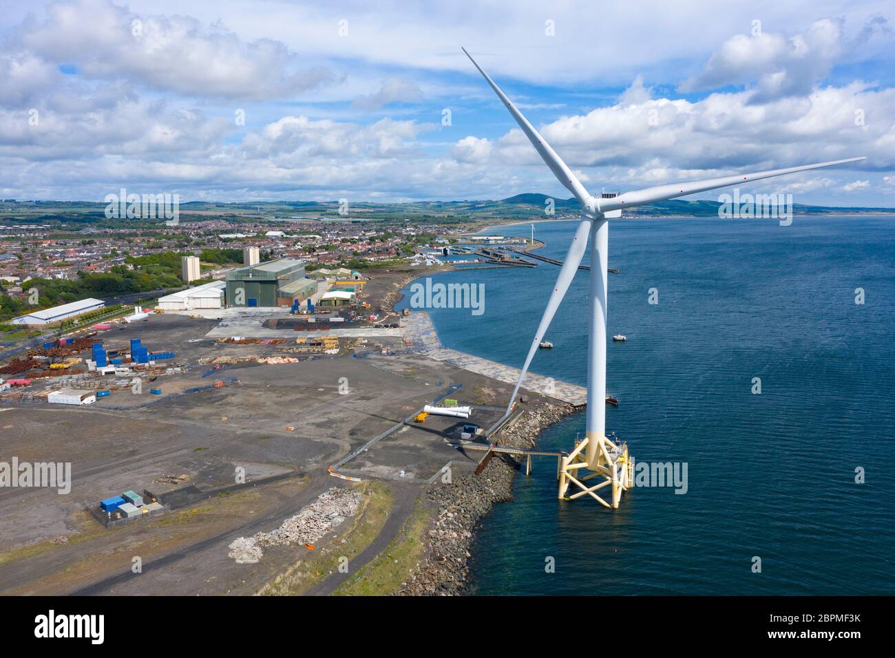 Vista aerea del cantiere Burntisland Fabrications Ltd (BiFab) di Metil a Fife, Scozia, Regno Unito Foto Stock