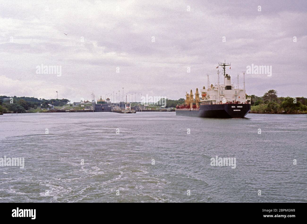 Gatun serrature, 08 maggio 1982, Gatun, canale di Panama, Panama Foto Stock