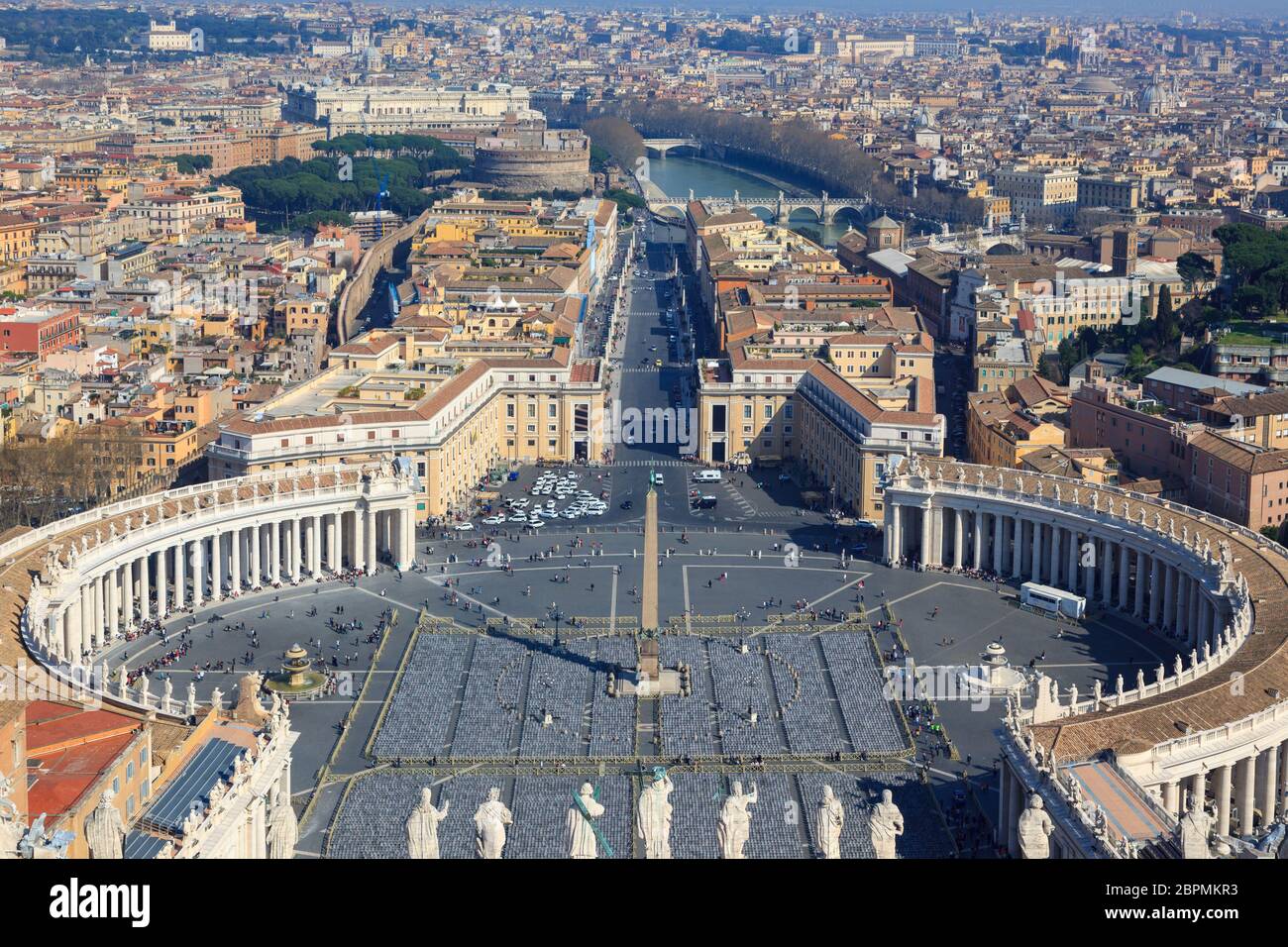 Roma, Italia - Marzo 17 2014. Vista panoramica aerea di Piazza San Pietro in Vaticano. Foto Stock