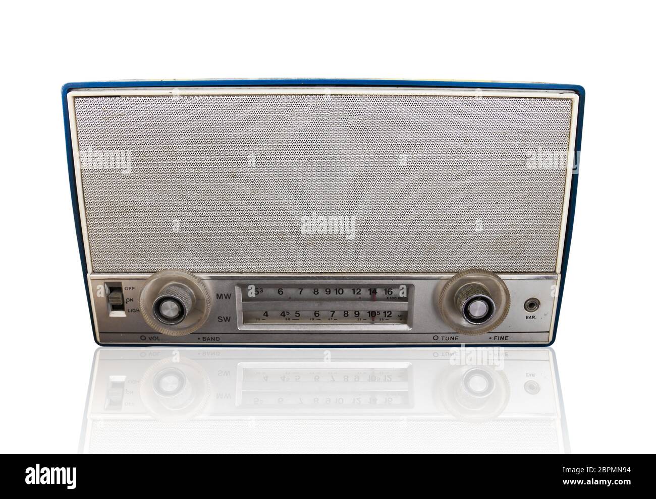 Radio Vintage su sfondo bianco Foto Stock